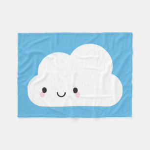 Happy Kawaii Cloud Fleece Blanket