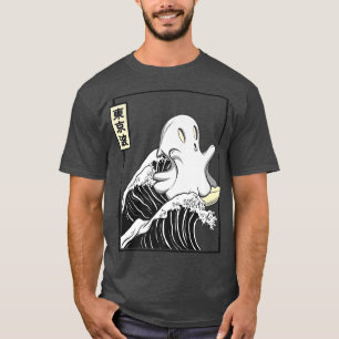 Happy Kawaii Ghost Surfing Kanagawa Wave Japan Aes T-Shirt