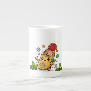 Happy Kawaii Moroccan Balgha - Traditional Yellow  Bone China Mug