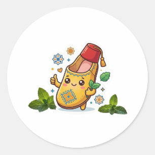 Happy Kawaii Moroccan Balgha - Traditional Yellow Classic Round Sticker