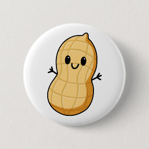 Happy Kawaii Peanut Cartoon – Cute Smiling Nut  6 Cm Round Badge