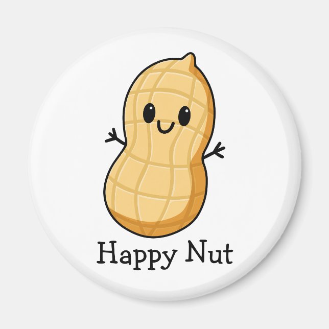 Happy Kawaii Peanut Cartoon – Cute Smiling Nut  Magnet (Front)