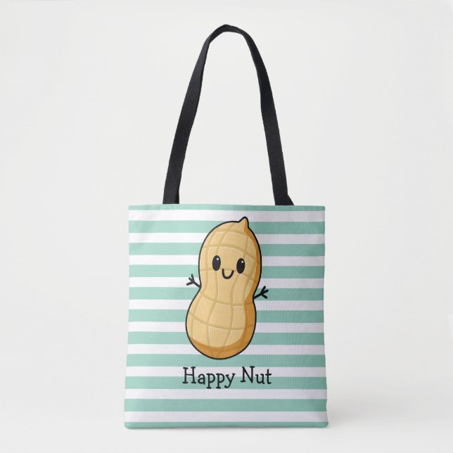 Happy Kawaii Peanut Cartoon – Cute Smiling Nut  Tote Bag (Front)