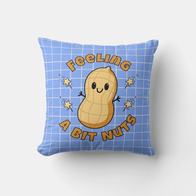 Happy Kawaii Peanut Cartoon – Feeling A Bit Nuts Cushion (Front)
