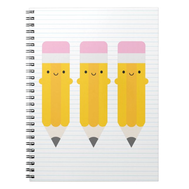 Happy Kawaii Pencils Notebook (Front)