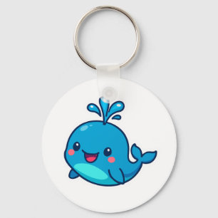 Happy Kawaii Whale Sticker – Cute Ocean Friend Key Ring