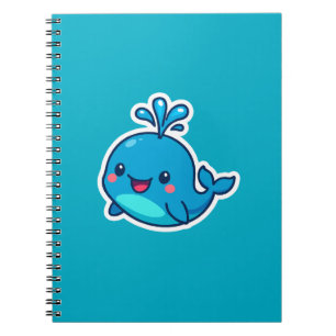 Happy Kawaii Whale Sticker – Cute Ocean Friend Notebook