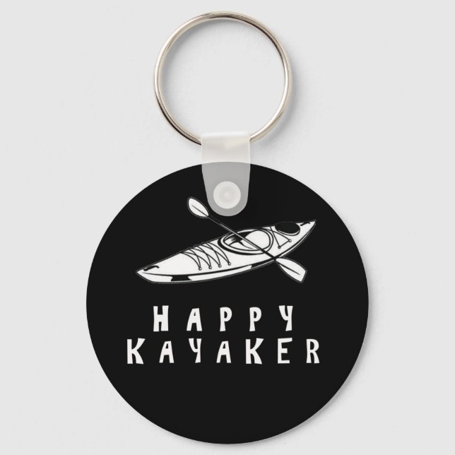 Happy Kayaker paddle kayak boat Key Ring (Front)