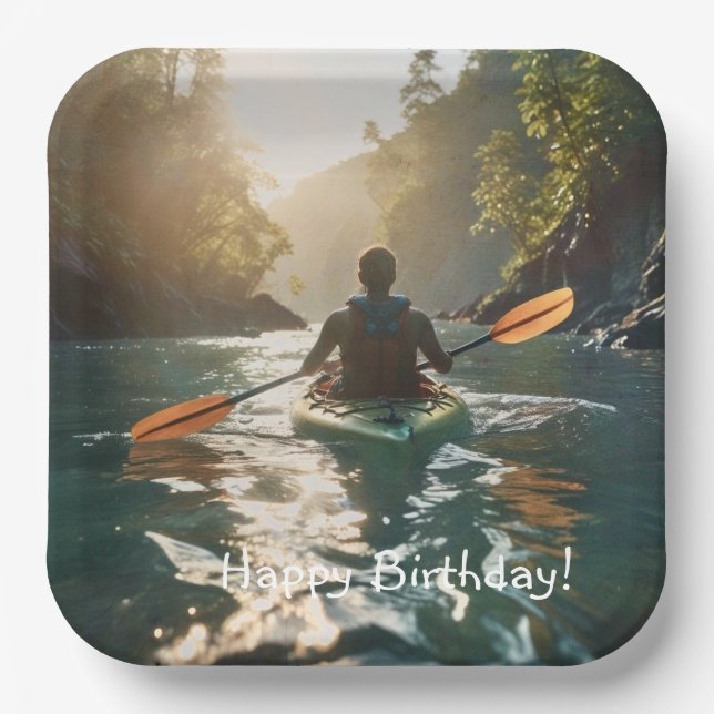 Happy Kayaking Paper Plate (Front)