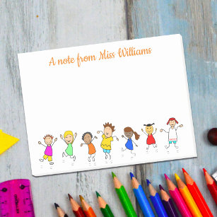 Happy Kids Message From Teacher Name Personalised Post-it Notes