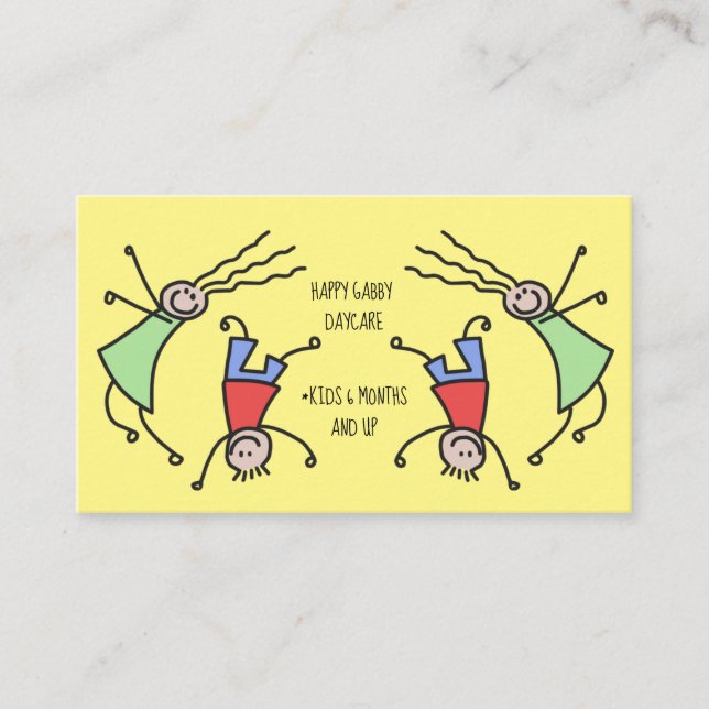 Happy Kids Playing Cute Daycare Business Card (Front)