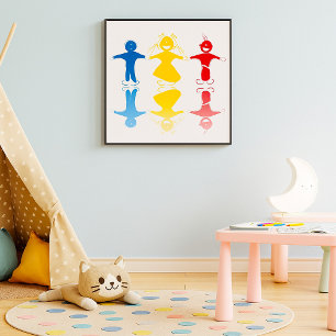 Happy Kids Silhouettes Poster