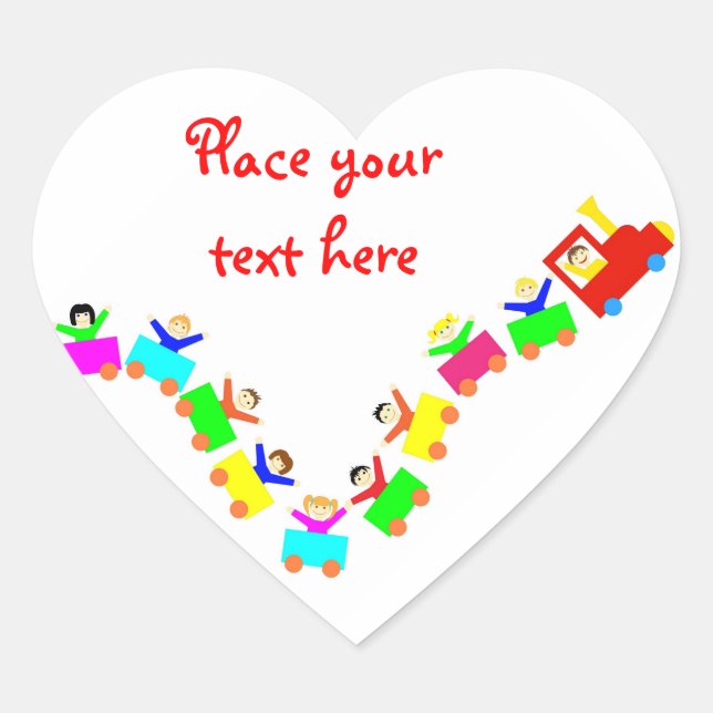Happy Kids Train Heart Sticker (Front)