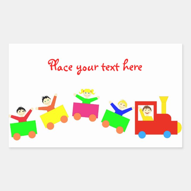 Happy Kids Train Rectangular Sticker (Front)