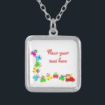 Happy Kids Train Silver Plated Necklace<br><div class="desc">Train full of happy children. Large copy space. Perfect as greeting card or invitation to parties and birthdays. Happiness,  friendship,  joy concept.</div>