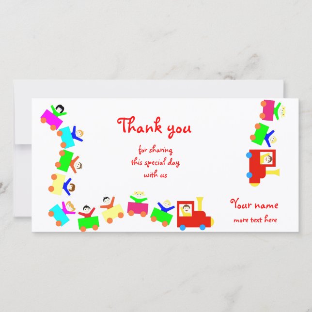 Happy Kids Train Thank You Card (Front)