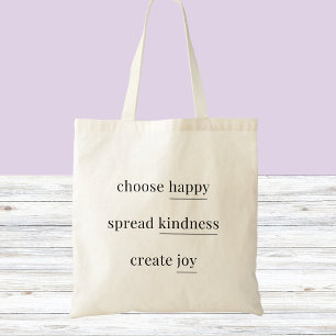 Happy, kindness, joy - daily affirmations simple tote bag