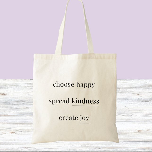 Happy, kindness, joy - daily affirmations simple tote bag (Creator Uploaded)