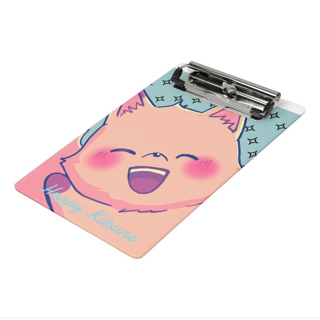 Happy Kitsune Mini Clipboard (Angled3)