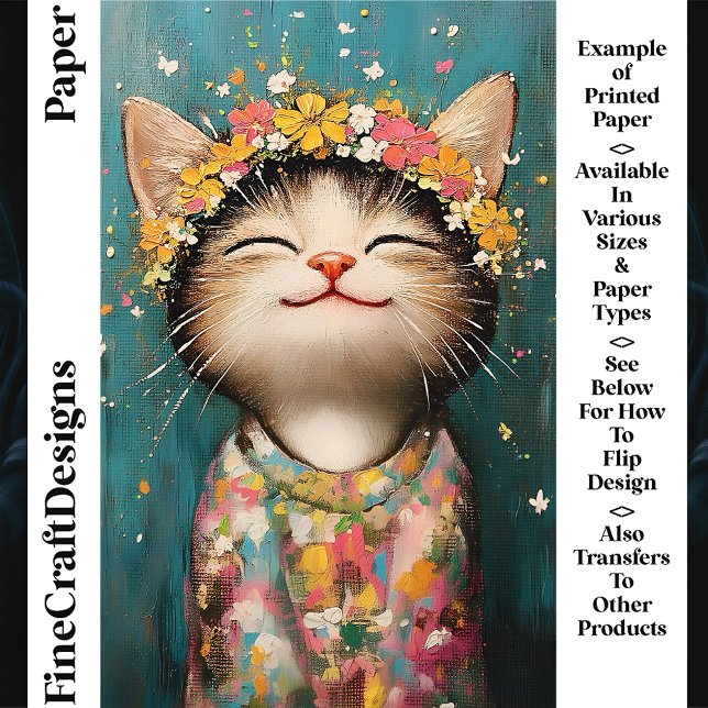 Happy Kitten, Flower Crown, Pink CQ8 Craft Paper (Creator Uploaded)