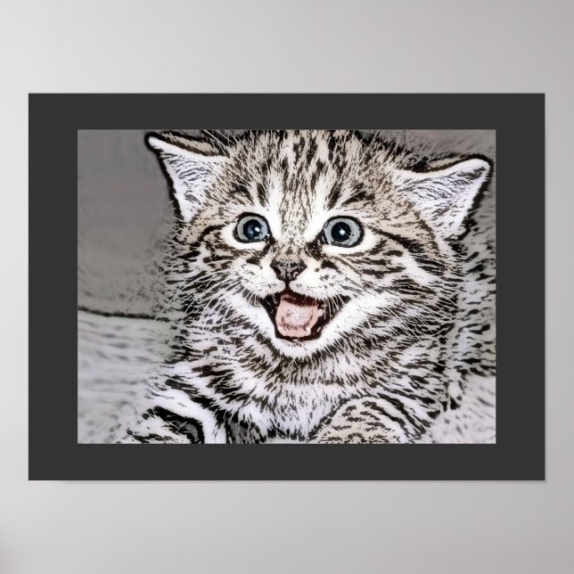 Happy Kitten Photocopy Effects Poster (Front)
