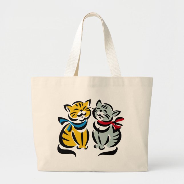 Happy Kittens Large Tote Bag (Front)