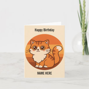 Happy Kitty Birthday - Customisable Name Card