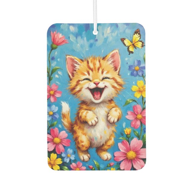 Happy Kitty Garden Car Air Freshener (Front)