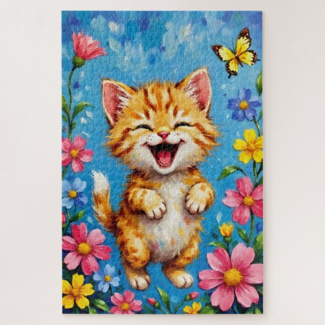 Happy Kitty Garden Jigsaw Puzzle (Vertical)