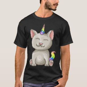 Happy Kitty Pixel Rainbow Cat Unicorn T-Shirt