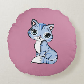 Happy kitty round cushion