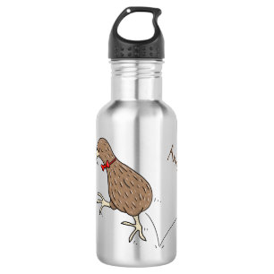 Happy kiwi with bow tie cartoon personalised 532 ml water bottle