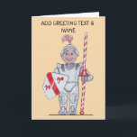 Happy knight card<br><div class="desc">Cartoon of a happy male knight.</div>