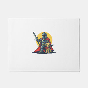 Happy Knight with dog for funny adults and kids Doormat