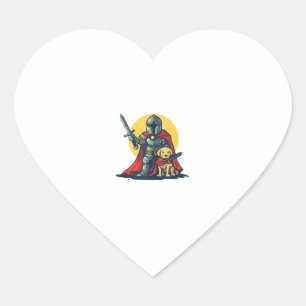 Happy Knight with dog for funny adults and kids Heart Sticker