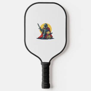 Happy Knight with dog for funny adults and kids  Pickleball Paddle