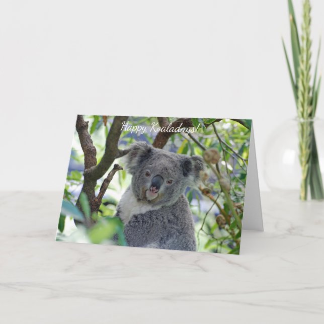 Happy Koaladays adorable koala Christmas card (Front)
