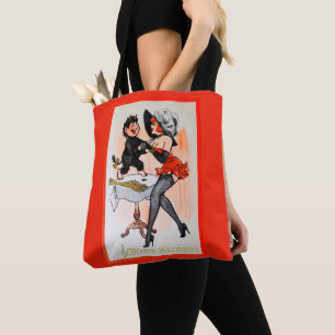 Happy Krampus and Temptress Vintage Christmas Tote Bag