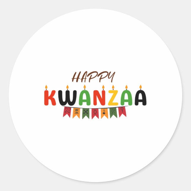 Happy Kwanzaa - 7 Principles Of Kwanzaa Tees  Classic Round Sticker (Front)