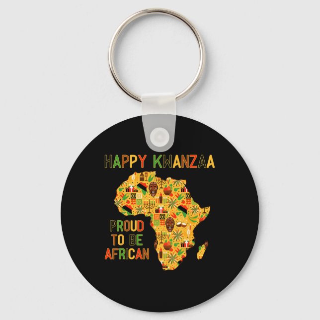Happy Kwanzaa Africa Map 7 Principles Celebration  Key Ring (Front)