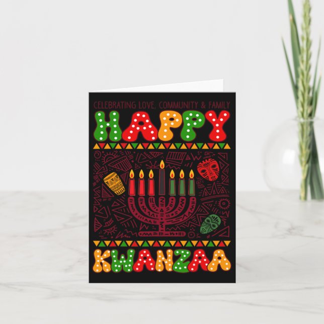 Happy Kwanzaa African American Holiday 7 Seven Can Card (Front)