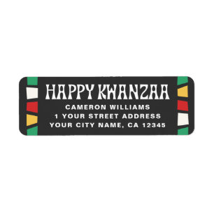 Happy Kwanzaa African mosaic return address Label