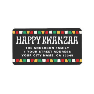 Happy Kwanzaa African mosaic return address Label