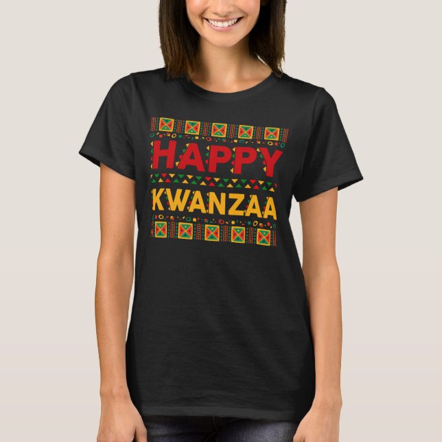 Happy Kwanzaa Black Family Christmas Pyjamas T-Shirt (Front)