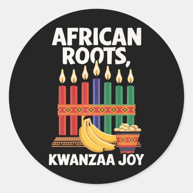Happy Kwanzaa Candles Africa Holiday African Ameri Classic Round Sticker (Front)