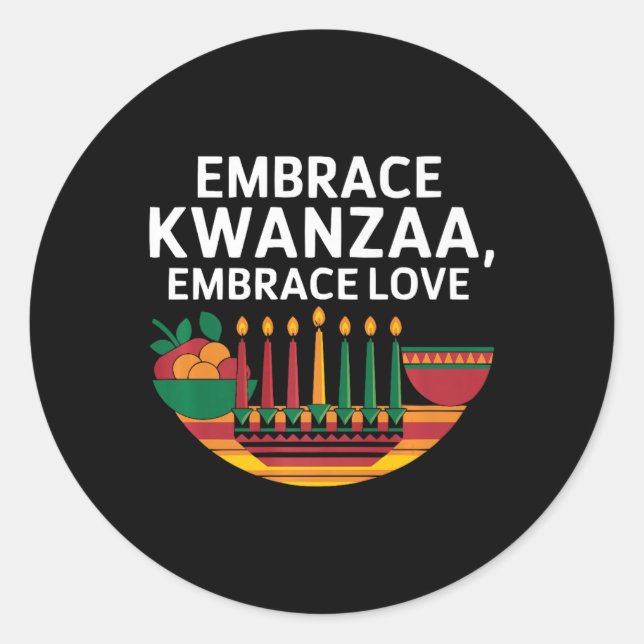 Happy Kwanzaa Candles Africa Holiday African Ameri Classic Round Sticker (Front)