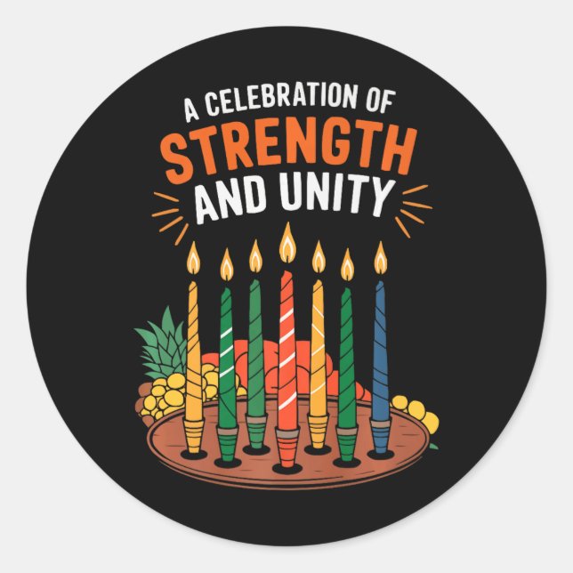 Happy Kwanzaa Candles Africa Holiday African Ameri Classic Round Sticker (Front)