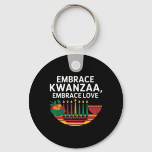Happy Kwanzaa Candles Africa Holiday African Ameri Key Ring