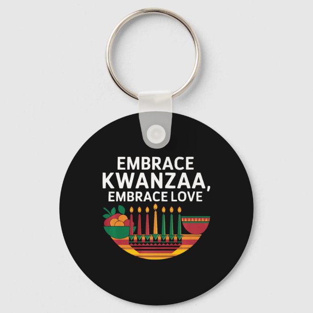 Happy Kwanzaa Candles Africa Holiday African Ameri Key Ring (Front)