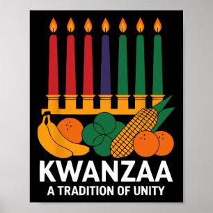 Happy Kwanzaa Candles Africa Holiday African Ameri Poster